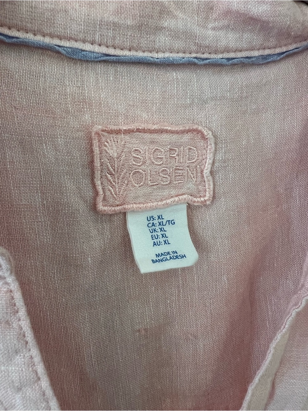 Sigrid Oslen Light Pink 100% Linen Button-Down Shirt Size XL - Picture 3 of 4